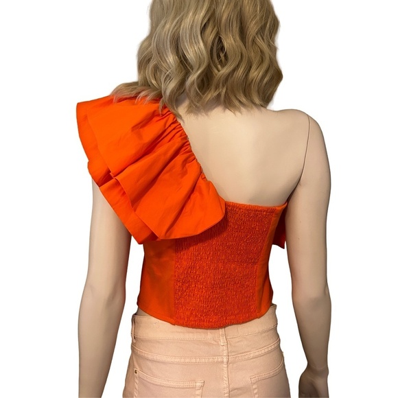 Anthropologie Sunday in Brooklyn Blouse Top One Shoulder Ruffle Flounce NWOT - Picture 6 of 16